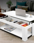 Artiss Lift Up Top Mechanical Coffee Table - White