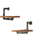 Artiss Wall Shelves Rustic Bookshelf Retro Display Shelves Industrial DIY Pipe Shelf Floating Brackets