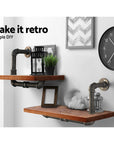 Artiss Wall Shelves Rustic Bookshelf Retro Display Shelves Industrial DIY Pipe Shelf Floating Brackets