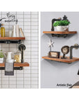 Artiss Wall Shelves Rustic Bookshelf Retro Display Shelves Industrial DIY Pipe Shelf Floating Brackets