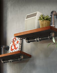 Artiss Wall Shelves Rustic Bookshelf Retro Display Shelves Industrial DIY Pipe Shelf Floating Brackets