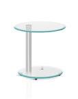 Artiss Side Coffee Table Bedside Furniture Oval Tempered Glass Top 2 Tier