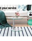 Artiss Side Coffee Table Bedside Furniture Oval Tempered Glass Top 2 Tier