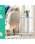 Artiss Side Coffee Table Bedside Furniture Oval Tempered Glass Top 2 Tier
