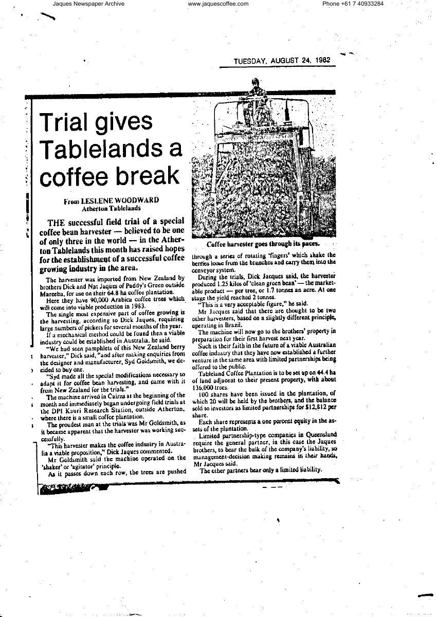Trial gives Tableland a coffee break