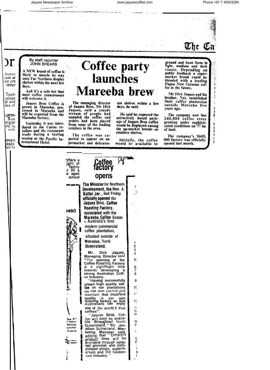 Coffee party launches Mareeba brew and Coffee factory opens