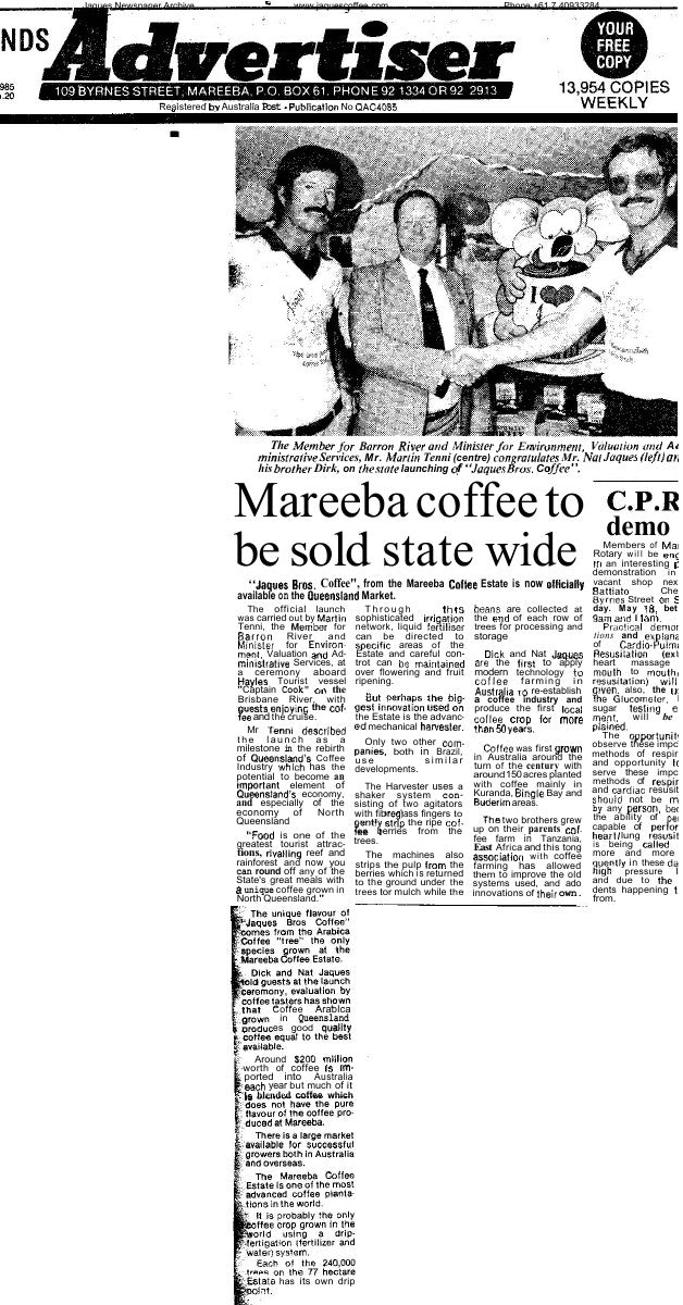 Mareeba coffee to be sold state wide