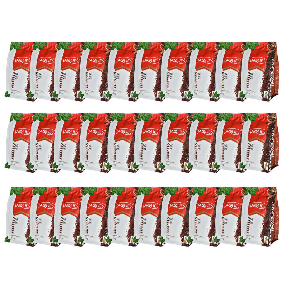 Jaques Espresso Roast - Espresso Grind 250g Carton of 30