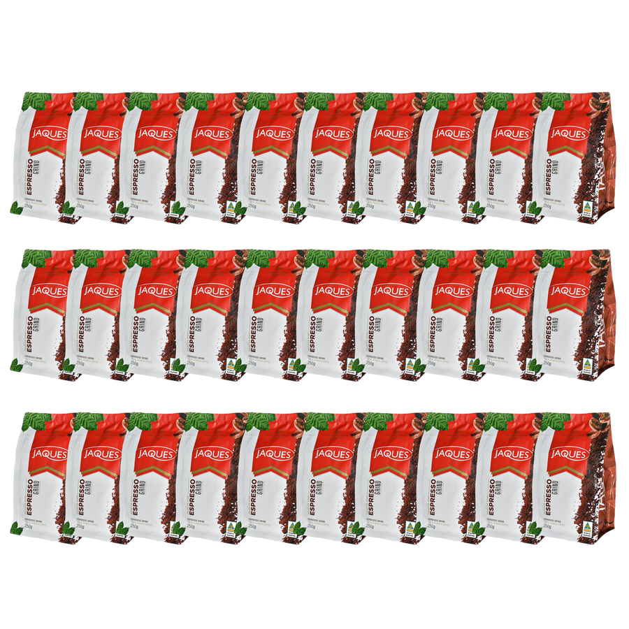 Jaques Espresso Roast - Espresso Grind 250g Carton of 30