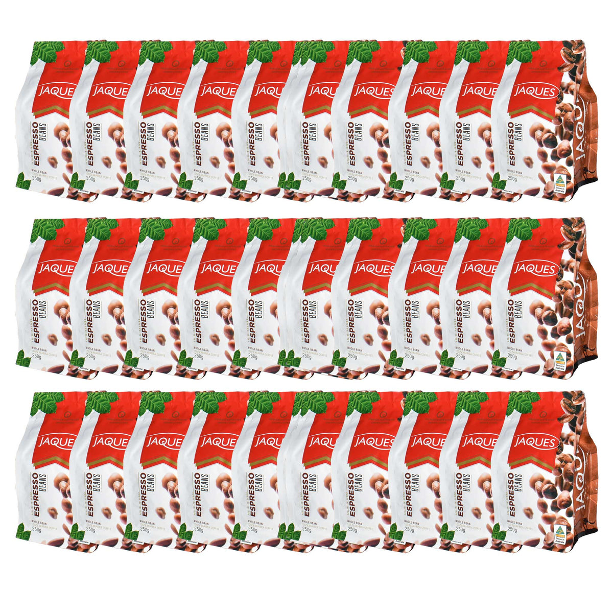 Jaques Espresso Roast - Whole Beans 250g Carton of 30