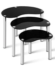 Artiss Set Of 3 Glass Coffee Tables - Black