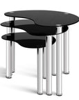 Artiss Set Of 3 Glass Coffee Tables - Black